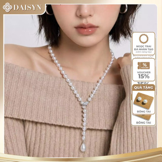 [N1156] Vòng Cổ Ngọc Trai Nhân Tạo Đá 10li Khoá Chiếc Lá, Độc Đáo, Sang Trọng - DAISYN.