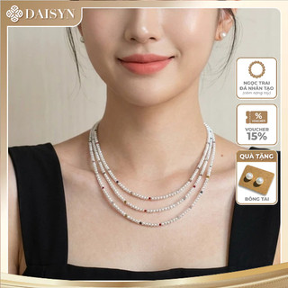 [N1181] Vòng Cổ, Dây Chuyền Ngọc Nhân Tạo Mix Nhiều Màu, Hạt Nhỏ, Móc Khoá Vàng, Sang Trọng Cho Nữ - DAISYN