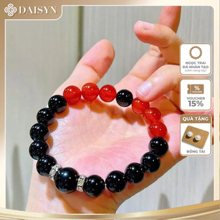[N1097] Vòng Tay Ngọc Trai Đá Nhân Tạo Mix Đỏ Đen, Sang Trọng, Móc Cài Chắc Chắn, Phù Hợp Cho Nữ - DAISYN.