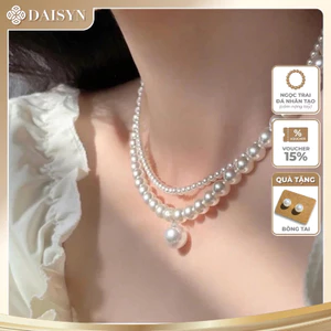 Vòng Cổ Ngọc Trai 8li Mặt 12li, Dây Chuyền Ngọc Trai Nhân Tạo, Chuỗi Hạt Ngọc - DAISYN