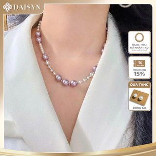 [N1052] Vòng Cổ, Chuỗi Hạt, Dây Chuyền Ngọc Nhân Tạo Mix Lớn Nhỏ Tím Trắng Sang Trọng - DAISYN