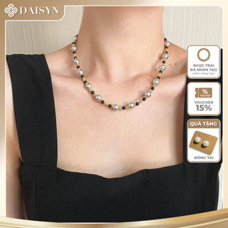 N1080 Vòng Cổ Dây Chuyền, Chuỗi Hạt Ngọc Trai Nhân Tạo Trắng Mix Xám Vàng Đen, Sang Trọng Cho Nữ