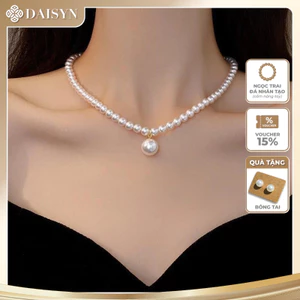 N976 vòng cổ ngọc trai mặt hạt lớn , dây chuyền ngọc trai nhân tạo , chuỗi hạt ngọc