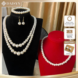 [ DAISYN ] N972 bộ vòng cổ ngọc nhân tạo 4 món  , vòng tay ngọc , bông tai ngọc ,chuỗi hạt ngọc