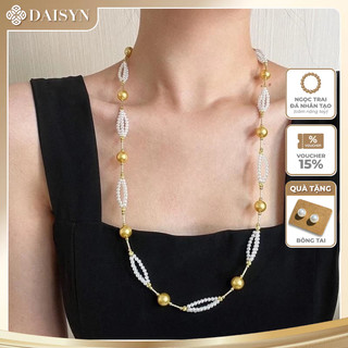[ DAISYN ] N1044 vòng cổ ngọc trắng vàng 60cm sang trọng , dây chuyền ngọc trai nhân tạo , chuỗi hạt ngọc