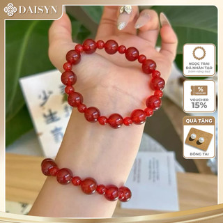 [N1149] Vòng Tay Ngọc Trai Đá Nhân Tạo Màu Đỏ Thanh Lịch, Sang Trọng - DAISYN