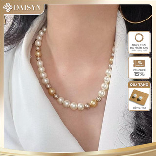 [ DAISYN ] N990 vòng cổ ngọc trai 12li mix màu trắng kem vàng, dây chuyền ngọc trai nhân tạo , chuỗi hạt ngọc