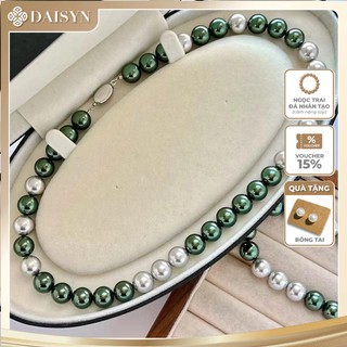 [ DAISYN ] N1018 vòng cổ ngọc trai mix xám xanh lá , dây chuyền ngọc trai nhân tạo , chuỗi hạt ngọc