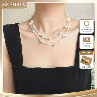[N1116] Vòng Cổ, Dây Chuyền Ngọc Trai Nhân Tạo Mix Hạt Lớn Nhỏ, Sang Trọng - DAISYN.