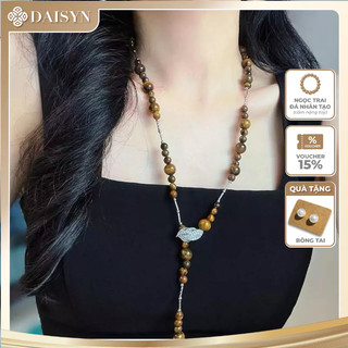 [N1126] Vòng Cổ, Dây Chuyền Mix Đá Mắt Hổ Tự Nhiên Dài 90cm Sang Trọng - DAISYN