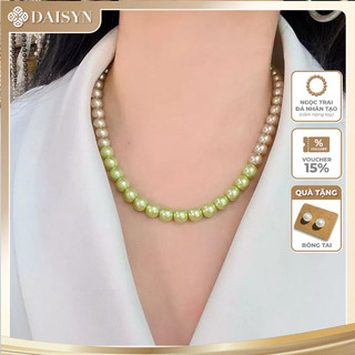[N1136] Vòng Cổ, Dây Chuyền Mix Ngọc Nhân Tạo Màu Da Kem Xanh Lá Thanh Lịch Hạt 10li 45cm - DAISYN