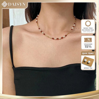 [N1070] Vòng Cổ Dây Chuyền Ngọc, Chuỗi Hạt Ngọc Trai Nhân Tạo Trắng Đỏ, Sang Trọng Cho Nữ - DAISYN