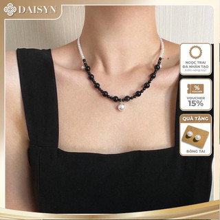N1082 Vòng Cổ Dây Chuyền Ngọc, Chuỗi Hạt Ngọc Trai Nhân Tạo Mix Độc Đáo Trắng Đen, Sang Trọng Cho Nữ