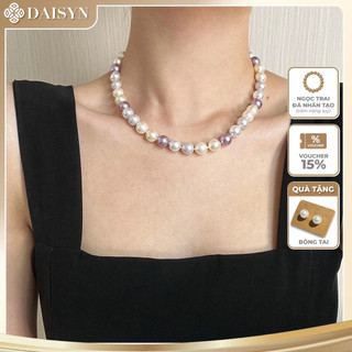 [N1074] Vòng Cổ Dây Chuyền Ngọc, Chuỗi Hạt Ngọc Trai Nhân Tạo Mix Trắng Tím Vàng Sang Trọng - DAISYN