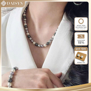[N1055] Vòng Cổ, Chuỗi Hạt, Dây Chuyền Ngọc Nhân Tạo Mix Trắng Xám Kem Sang Trọng Cho Nữ - DAISYN