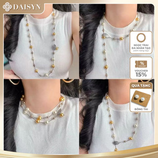 [N1111] Vòng Cổ Ngọc Trai Mặt Đá Lá Trẻ Trung Sang Trọng Phù Hợp Với Nhiều Dịp - DAISYN