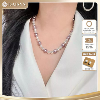 [N1137] Vòng Cổ, Dây Chuyền, Mix Ngọc Nhân Tạo Hạt Trắng Tím Trẻ Trung Cho Nữ - DAISYN