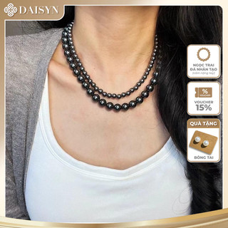 [ DAISYN ] N1016 vòng cổ ngọc trai xám đen , dây chuyền ngọc trai nhân tạo , chuỗi hạt ngọc