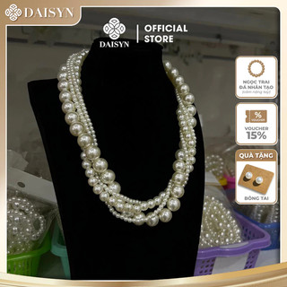 [ DAISYN ] N595 dây chuyền vòng cổ hạt Ngọc hạt trai 12-8-4mm xoắn 4 sợi sang trọng cho nữ