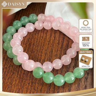 [N1099] Vòng Tay Ngọc Trai Đá Lớn Nhân Tạo Mix Hồng - Xanh, Sang Trọng, Móc Cài Chắc Chắn - DAISYN.