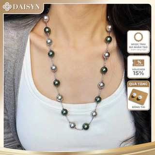 [ DAISYN ] N1042 vòng cổ ngọc xám xanh lá 14li 60cm sang trọng , dây chuyền ngọc trai nhân tạo , chuỗi hạt ngọc