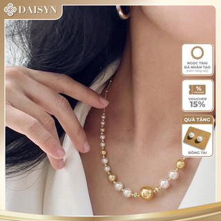 [ DAISYN ] N1045 vòng cổ ngọc trắng vàng sang trọng , dây chuyền ngọc trai nhân tạo , chuỗi hạt ngọc