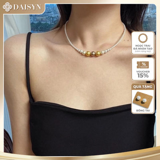 [ DAISYN ] N1010 vòng cổ ngọc trai mix trắng vàng đồng cho nữ, dây chuyền ngọc trai nhân tạo , chuỗi hạt ngọc