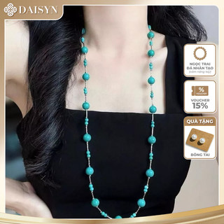 [N1171] Vòng Cổ, Dây Chuyền Ngọc Nhân Tạo Đá Khoá Nam Châm Cao Cấp Xanh tiffany Dài 90cm - Daisyn.