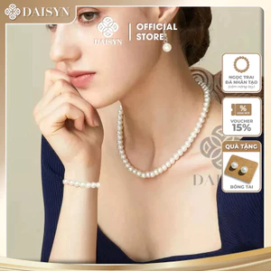 N703 bộ 3 dây chuyền , vòng tay, bông tai, vòng cổ ngọc trai nhân tạo 8 mm sang trọng