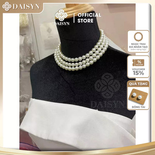 [ DAISYN ] N728  dây chuyền ngọc trai nhân tạo hạt 10mm , chuỗi hạt ngọc trai nhân tạo 3 sợi  sang trọng cho nữ