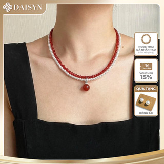 [N1067] Vòng Cổ Dây Chuyền Ngọc, Chuỗi Hạt Ngọc Trai Nhân Tạo 2 Dây Trắng Đỏ, Sang Trọng Cho Nữ, Phù Hợp Mang Nhiều Dịp.