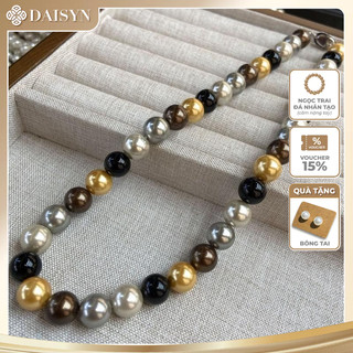 [ DAISYN ] N1020 vòng cổ ngọc trai mix đen trắng vàng nâu xám , dây chuyền ngọc trai nhân tạo , chuỗi hạt ngọc