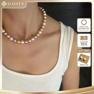 N982 Vòng Cổ, Dây Chuyền 10li, Chuỗi Hạt Ngọc Trai Nhân Tạo Mix Màu Kem Vàng Tím Sang Trọng