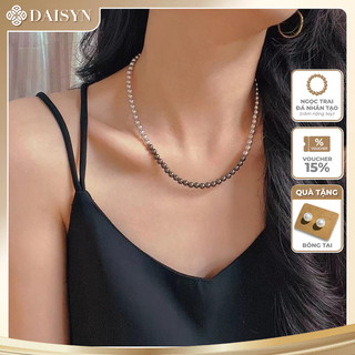 [ DAISYN ] N1012 vòng cổ ngọc trai mix đen xám cho nữ, dây chuyền ngọc trai nhân tạo , chuỗi hạt ngọc