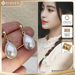 N973 Bông tai mạ vàng 18k nữ ngọc nhân tạo giọt nước phụ kiện trang sức nhỏ xinh xắn