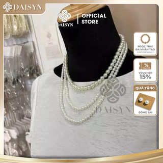 [ DAISYN ] N682 dây chuyền ngọc trai nhân tạo , chuỗi hạt ngọc trai nhân tạo 3 sợi sang trọng cho nữ