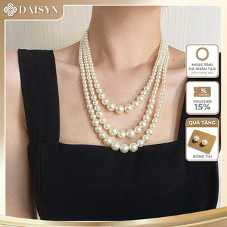 [ DAISYN ] N792 dây chuyền hạt ngọc trai nhân tạo mang áo dài 3 sợi,  chuỗi hạt ngọc trai nhân tạo sang trọng cho nữ