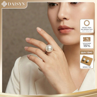 [N1187] Nhẫn Ngọc Nhân Tạo Hạt To Màu Trắng Ngà, Sang Trọng, Thanh Lịch Cho Nữ - DAISYN.