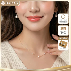 N937 Dây chuyền ngọc trai nhân tạo dây mạ vàng 18k, vòng cổ ngọc trai thuỷ tinh sang trọng cho nữ