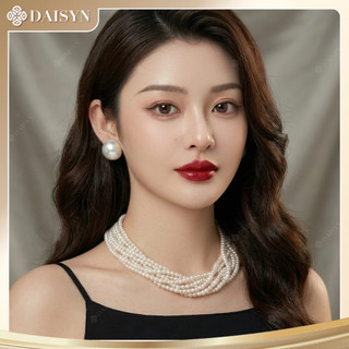 [NgocDaisy] N380 dây chuyền choker hạt Ngọc vòng cổ choker hạt ngọc trai nhân tạo đá 6 dây xoắn kiểu dáng xinh xắn