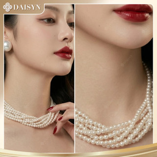 [NgocDaisy] N380 dây chuyền choker hạt Ngọc vòng cổ choker hạt ngọc trai nhân tạo đá 6 dây xoắn kiểu dáng xinh xắn