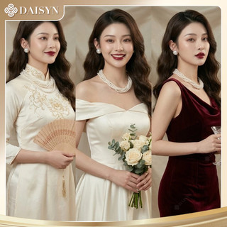 [NgocDaisy] N380 dây chuyền choker hạt Ngọc vòng cổ choker hạt ngọc trai nhân tạo đá 6 dây xoắn kiểu dáng xinh xắn
