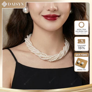N380 dây chuyền choker hạt Ngọc vòng cổ choker hạt ngọc trai nhân tạo đá 6 dây xoắn kiểu dáng xinh xắn