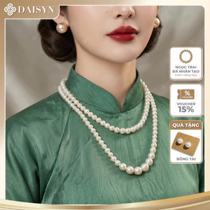 N592 dây chuyền áo dài , dây chuyền áo tấc, phụ kiện cổ phục 2 sợi hạt ngọc hạt trai sang trọng cho nữ