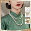 N592 dây chuyền áo dài , dây chuyền áo tấc, phụ kiện cổ phục 2 sợi hạt ngọc hạt trai sang trọng cho nữ