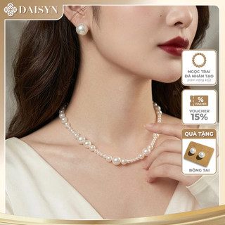 [ DAISYN ] N916 choker Dây chuyền ngọc trai nhân tạo xinh xắn trắng xám đen,  chuỗi hạt ngọc trai thuỷ tinh cá tính