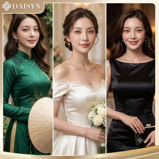 [ DAISYN ] N937 Dây chuyền ngọc trai nhân tạo dây mạ vàng 18k,  vòng cổ ngọc trai thuỷ tinh sang trọng cho nữ