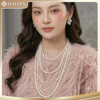[ DAISYN ] N942 Dây chuyền ngọc trai nhân tạo 5 sợi, vòng cổ ngọc trai nhân tạo sang trọng cho nữ