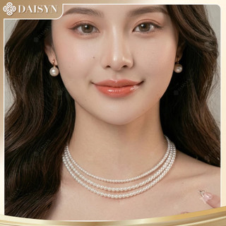 [ DAISYN ] N854 choker vòng cổ hạt Trai, dây chuyền hạt ngọc trai nhân tạo đá 3 sợi hạt 3mm, 4m, 5mm