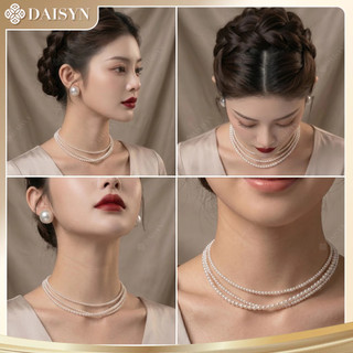 [ DAISYN ] N854 choker vòng cổ hạt Trai, dây chuyền hạt ngọc trai nhân tạo đá 3 sợi hạt 3mm, 4m, 5mm
